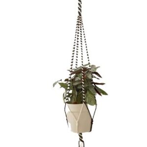 DXYZ Macrame Cotton Dyed Black and Ivory Outdoor/Indoor Plant Hanger [Without Pot] | Rope Flower Pot Holder Planter for Balcony Garden Wall | Home Decor Basket Hanger (1), 1 Piece