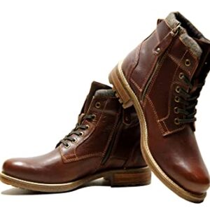 Hx London Leather Men formal And Semi Casual Stylish High Top Lace-Up Boot, Brown