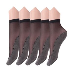 Aeoss transparent fashion Socks Silky Anti-Slip Cotton Sole Sheer Ankle High Tights Hosiery Socks for Women and Girls, Anti-Slip Stylish Cotton Socks for womens (Set of 5Pair)