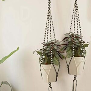 DXYZ Macrame Cotton Dyed Black and Ivory Outdoor/Indoor Plant Hanger [Without Pot] | Rope Flower Pot Holder Planter for Balcony Garden Wall | Home Decor Basket Hanger (2)