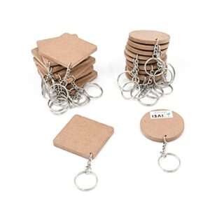 IVEI Diy Mdf Key Chains - Mdf Plain Square Key Chains - Set Of 20-2 In X 2 In (Non - Primer, Mixed), Beige
