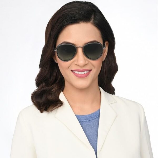 VINCENT CHASE EYEWEAR By Lenskart Aviator | Gunmetal Green Grey Gradient Full Rim Pilot Branded Latest And Stylish Sunglasses | Polarization And 100% Uv Protected | Men & Women - Image 4