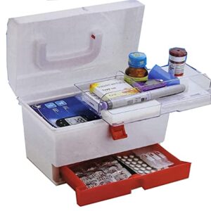Seven Moon First Aid Box for Home & Office Large Capacity Medical Storage Organizer with Handle, Lock & Compartments Portable Plastic Emergency Medicine Kit Box (Random Color)