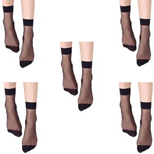 Aeoss transparent Ankle High Hosiery Stockings fashion Socks for Women and Girls (5 Pairs) (Black)