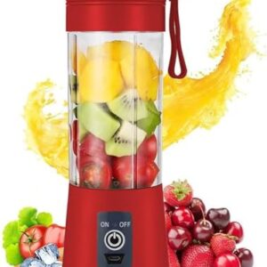 Etekcity Portable 6-Blade Juicer Blender with built-in Jar, Juice Mixer Bottle,Fruit Juice Machine,USB Rechargeable Personal Size Juicer Grinder for Juices,Protein&Milk Shakes (REDQ1)