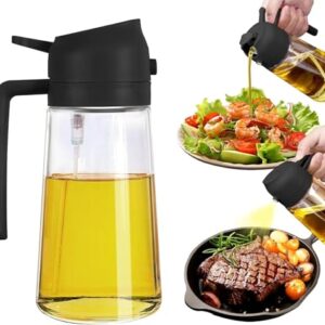 Misamo Enterprise Glass Oil Sprayer and Dispenser Bottle, 500ml Capacity, 2-in-1 Design, Black