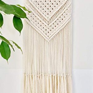 DXYZ Macrame Cotton Rope Bohemian Vintage Style Wall Hanging Tapestry | Vintage Home Decor | Geometric Wall Art | Diwali Gifting, Ivory