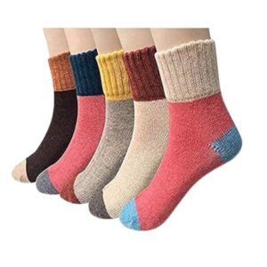 Aeoss Women's Polyester, Cotton Vintage Style Winter Knitting Warm Wool Crew Calf Length Socks, A-Wave (Free Size, Multicolor) -Pack of 2 Pairs