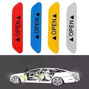Bestrix Universal Door Open Reflective Warning Sticker Open Sign Safety Reflective Decal Tape (4Pcs | Blue)