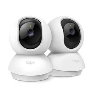 Tapo C210P2 360° 3MP 2K 2304 Full HD 1296P Video Pan/Tilt Smart Wi-Fi Security Camera | Alexa Enabled | 2-Way Audio| Night Vision| Motion Detection | Indoor CCTV | Pack of 2,White