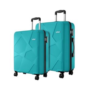 Safari Pentagon Pro 8 Wheels Set of 2 (Cabin + Medium) Trolley Bags, Hard Case Polypropylene, 360º Wheeling Luggage for Men & Women, Suitcase for Travel, Trolley Bags for Travel, Cyan