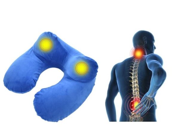 Aeoss Travel Pillow, Inflating Neck Pillow with Soft Velvet Cover, Eye Mask & Ear Plug Washable for Airplanes (Blue) - Image 3