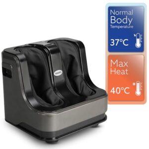 AGARO Rejoice Foot, Calf and Leg Massager with Lukewarm Heating and Vibration, 80W, 4 Motors, Rolling & Kneading Functions for Pain Relief & Improving Blood Circulation (Grey)