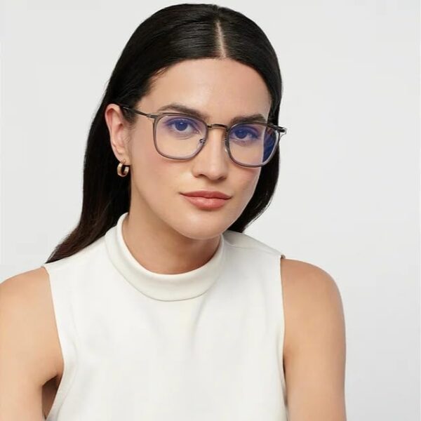 LENSKART BLU | Bluecut & Antiglare Computer Eyeglasses | Gaming Glasses | Grey Full Rim Square Shape | For Men & Women | Medium | LB E13529 - Image 4