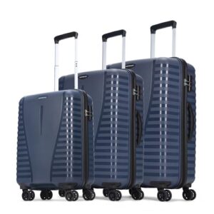 Aristocrat 3 Pc Airpro Set Cabin 55cm(Small) Check-in 66cm(Medium) Check-in 75cm(Large) 8 Wheels Spinner Trolley Bags, Hard Case Luggage, Lightweight Bag & Combination Lock|7 Years Warranty (Blue)