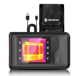 HIKMICRO E03 Pocket-size Compact Thermal Imaging Camera with Visual Camera, 96 x 96 IR Resolution/9,216 Pixels, Powered by SuperIR, 25 Hz, 3.5" Touch Screen Thermal Imager, IP54, -4°F to 662°F