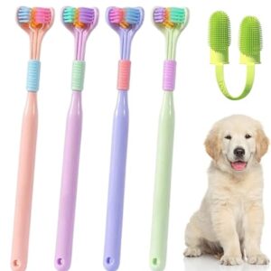 BWOGUE 3-Sided & Double Finger Dog Toothbrush Cat Finger Toothbrush Pet Teeth Cleaning Set Soft Bristles for Easy Dental Care Toothbrush Suitable for Large to Small Dogs Cats and Small Pets