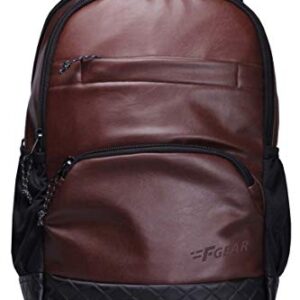 F Gear Luxur 25L Medium Laptop backpack Fits upto 17" Laptop Faux Leather Water resistant lightweight, Gifts for Men Women Boys Girls Adults, College/School/Office/Travel Bag