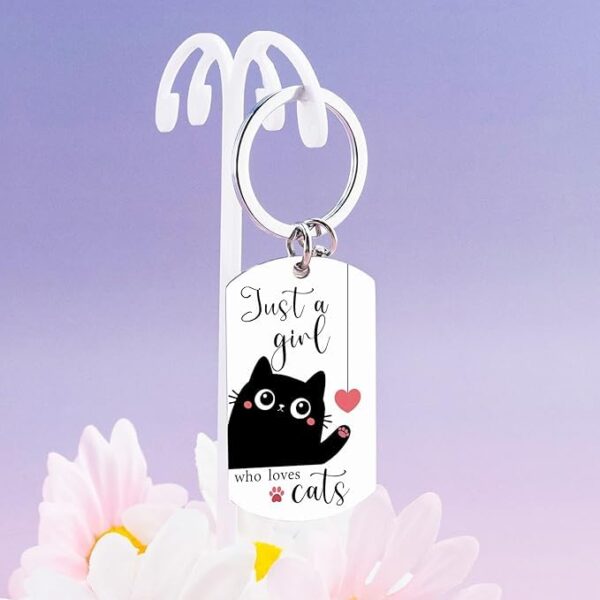 El Regalo Cute Black Cat Keychain - Just A Girl Who Loves Cats Gifts for Cat Lovers, Women, Teens, Girls - Cute Cat Accessories, Stocking Stuffers, Kawaii Keychain for Cat Owners - Image 4