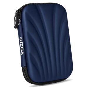 GIZGA essentials 2.5 Inch External Hard Drive Case Cover| Self Tattoo Semi Hard Shell, Shockproof Water-Resistant PU| Fits WD Seagate Toshiba SSD HDD| Travel Storage Pouch with Mesh Pocket(Navy Blue)