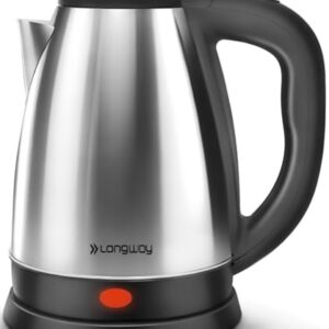 Longway Kestro 2 Liter Electric Kettle with Stainless Steel Body for Water Boiling, Tea/Coffee, Noodles And Soups (Black & Silver, 1500 Watt)