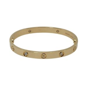 Aeoss Stainless Steel Gold Love Band Bracelet | Anti-Tarnish, Cubic Zirconia Studded Bangle Kada | Gifts for Women and Girls | Anti Tarnish Waterproof Sweatproof | Unisex (Gold)