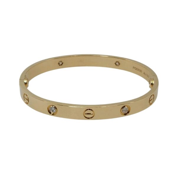 Aeoss Stainless Steel Gold Love Band Bracelet | Anti-Tarnish, Cubic Zirconia Studded Bangle Kada | Gifts for Women and Girls | Anti Tarnish Waterproof Sweatproof | Unisex (Gold)