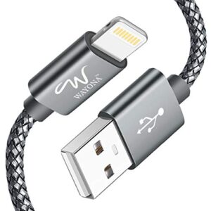 Wayona Nylon Braided Lightning USB Data Sync & 3A Charging Cable For iPhones, Ipad Air, Ipad Mini, Ipod Nano And Ipod Touch Supports Carplay (3 FT Pack Of 1, Grey)1