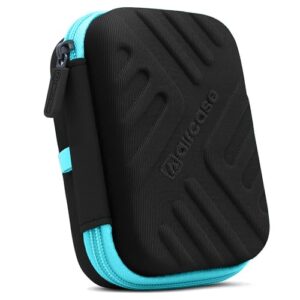 AirCase 2.5 Inch External Hard Drive Case with Shockproof EVA Hardshell & Soft Lining | Travel Organizer Pouch with Mesh Pocket, Zipper Closure for HDD/SSD, Earphones, Charger & Gadgets(Black)