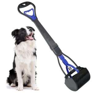 Living Express 28" Large Pooper Scooper for Dog-Long Handle Dog Poop Scooper-Pet Waste Pick Up Jaw Scooper Without Smelling,Durable Spring Easy to Use,Perfect for Grass,Dirt,Gravel,Blue