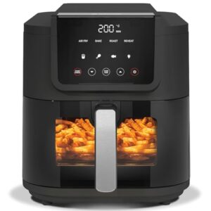 Nutricook 5 Litre Air Fryer Slim, 2025 New Launch, Clear Window & Interior Light, Large Basket, Space-Saving Slim Design, Air Fry, Bake, Reheat, with 5 Presets, 1500W, 2 Years Warranty