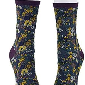 Aeoss Soft Knit Crew Socks Vintage Warm Cozy Socks Printed Floral Casual Winter Socks for Women (1Pair)