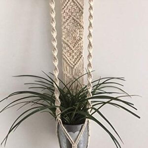 Dxyz Cotton Outdoor/indoor Plant Hanger With Dowel, Ivory, Length 41 Inches, 1 Plant Hanger