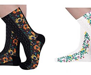 Aeoss Winter Warm Crew Vintage Socks, Novelty Socks for Women (COMBO-1 (WHITE & BLACK))