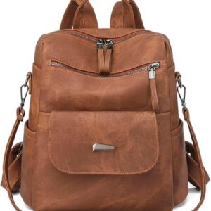 INOVERA (LABEL) Backpack for Women, Girls - Faux Leather Travel Shoulder Backpacks with Adjustable Strap - Ladies Stylish Handbag Purse