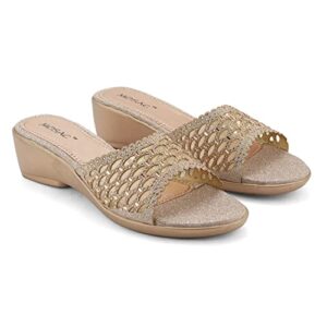MOSAC Women's Party-Wear Trendy Designer Wedding Casual Slip-On Wedge Fashion Wedding Sandal