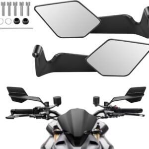 OTOROYS Universal Motorcycle Rearview Mirrors, 180° Foldable & Rotatable Side Mirrors with Stealth Wind Wing Design | Fits 10mm & 8mm Mounts | Compatible with Most Bikes & Scooters
