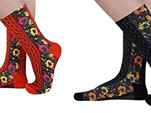 Aeoss Winter Warm Crew Vintage Socks, Novelty Socks for Women (COMBO-3 (RED & BLACK))