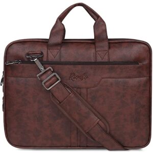RIONTO Prime Laptop Bags for Men Office Use | Upto 15.6 inch | Expandable Bottom | Mobile & Pen Compartment with Multiple Organizers | PU Leather | Professional Office Bag for Man & Women - Tan