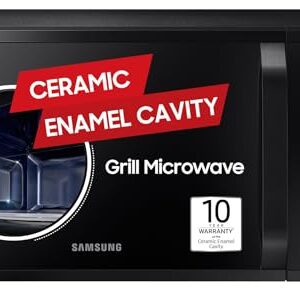 Samsung 23 L Grill Microwave Oven (MG23A3515AK/TL, Black, Various Auto Cook Programs, Keep Warm, Quick Defrost, LED Display, Ceramic Enamel Cavity, Wire Rack with 10 year warranty)