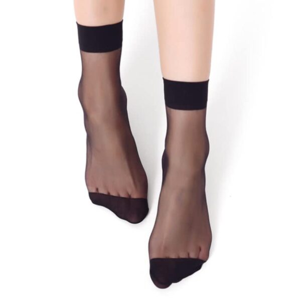 Aeoss transparent Ankle High Hosiery Stockings fashion Socks for Women and Girls (5 Pairs) (Black) - Image 2