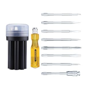 STANLEY STHT60573-8B 8 Pcs Screwdriver Set With 3 Phillips & 3 Flat Tips, 1 Square Poker & 1 Extension Blade- Multi-Purpose Tool Screwdriver Set, Ideal for Home, DIY & Professional Fastening Purposes