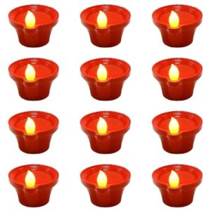 perpetual Water Sensor Diya for Home Decoration - 6 Pcs Electric Flameless & Smokeless LED Diya Lights, Candle for Home Decor, Diwali Festivals Decoration,Christmas,New Year, Festive