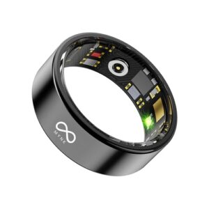 MYNK Alpha Smart Ring for Men & Women | Health & Fitness Tracker | Stress & Sleep Monitoring | Track Steps, Calories, HRV, HR, SPO2 | Waterproof | Black, Size 12