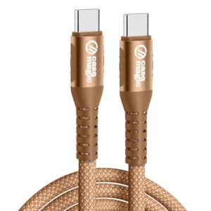case-magic 240W Type C to Type C Fast Charging Cable 1.2M | Nylon Braided USB-C PD Cable with Chip | 480Mbps Data Sync | Compatible with MacBook, iPhone 15, Samsung, iPad, Laptop, Tablet (BROWN)