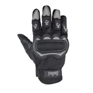Steelbird Full Finger Bike Riding Gloves with Touch Screen Sensitivity at Thumb and Index Finger, Protective Off-Road Motorbike Racing (Large, Black Grey)(Polyester, Cycling)