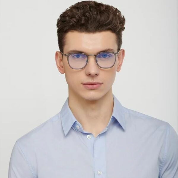 LENSKART BLU | Bluecut & Antiglare Computer Eyeglasses | Gaming Glasses | Grey Full Rim Square Shape | For Men & Women | Medium | LB E13529 - Image 3