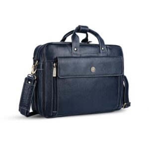 HAMMONDS FLYCATCHER Leather Laptop Bag Office Bag For Men Blue