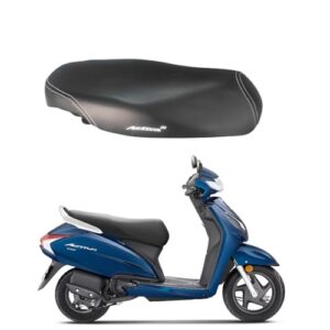 AutokraftZ Black Leather Seat Cover for Honda Activa - Fits All Models (3G/4G/5G/6G), Waterproof, Heat Resistant, Rope Fitted, Durable and Stylish Protection