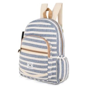 Padam-Shri Handcrafted 100% Hemp Backpack β Multicolor Boho Rucksack for Men & Women | Eco-Friendly, Handwoven College Bag with Front Pocket & Side Pouch | Travel & Casual Use |Blue|